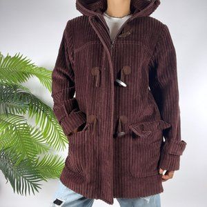 Womens Vintage Larry Levine Brown Corduroy Casual Comfy Hooded Coat / Size: 2